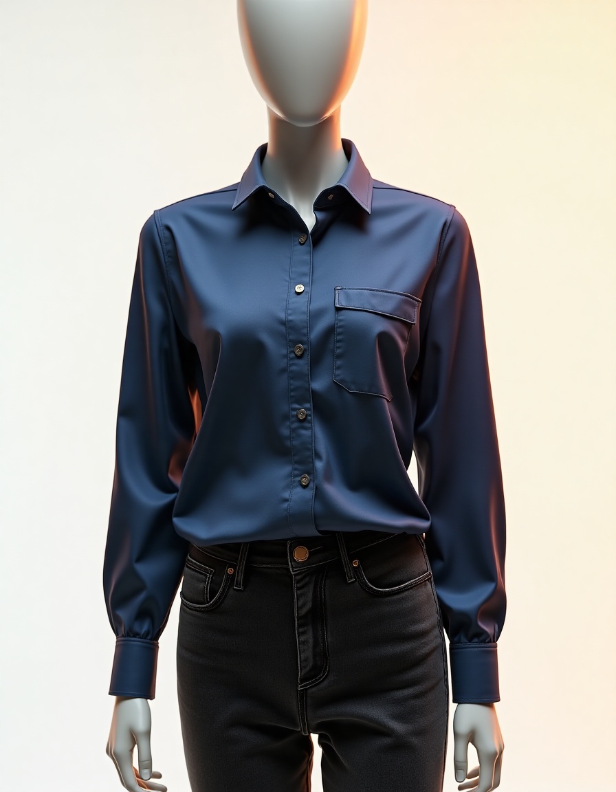 Camisa Social Tricoline Manga Longa Feminino - Imagem 2