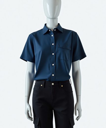 Camisa Social Tricoline Manga Curta Feminino