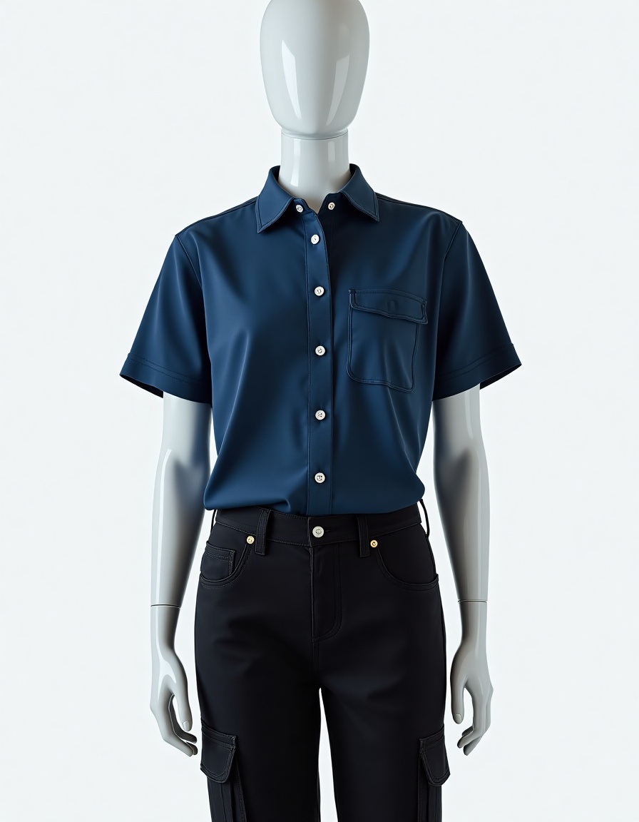 Camisa Social Tricoline Manga Curta Feminino